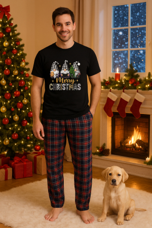 Pijamale barbati - Set pijamale barbati bumbac Colectia Christmas, sarbatori de Craciun