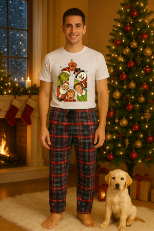 Pijamale barbati - Set pijamale barbati bumbac Colectia Christmas, sarbatori de Craciun