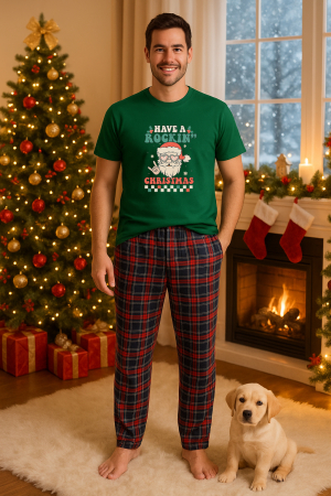 Pijamale barbati - Set pijamale barbati bumbac Colectia Christmas, sarbatori de Craciun