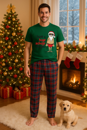 Pijamale barbati - Set pijamale barbati bumbac Colectia Christmas, sarbatori de Craciun