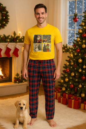 Pijamale barbati - Set pijamale barbati bumbac Colectia Christmas, sarbatori de Craciun