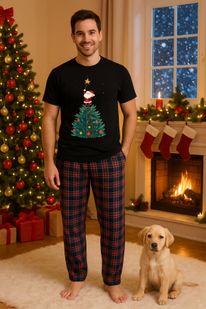 Pijamale barbati - Set pijamale barbati bumbac Colectia Christmas, sarbatori de Craciun