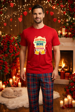 Pijamale barbati - Set pijamale barbati bumbac Colectia Valentine's Day, Dragobete