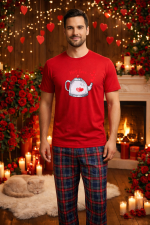 Pijamale barbati - Set pijamale barbati bumbac Colectia Valentine's Day, Dragobete