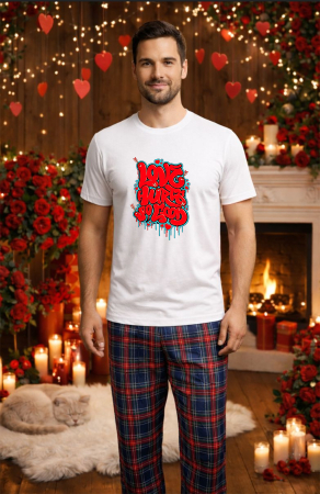 Pijamale barbati - Set pijamale barbati bumbac Colectia Valentine's Day, Dragobete