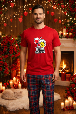 Pijamale barbati - Set pijamale barbati bumbac Colectia Valentine's Day, Dragobete