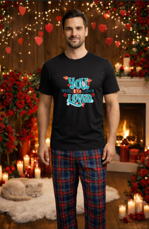 Pijamale barbati - Set pijamale barbati bumbac Colectia Valentine's Day, Dragobete