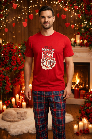 Pijamale barbati - Set pijamale barbati bumbac Colectia Valentine's Day, Dragobete