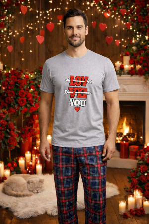 Pijamale barbati - Set pijamale barbati bumbac Colectia Valentine's Day, Dragobete