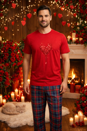 Pijamale barbati - Set pijamale barbati bumbac Colectia Valentine's Day, Dragobete