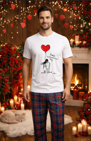 Pijamale barbati - Set pijamale barbati bumbac Colectia Valentine's Day, Dragobete