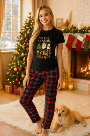 Pijamale femei - Set pijamale femei bumbac Colectia Christmas, sarbatori de Craciun