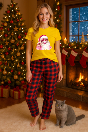 Pijamale femei - Set pijamale femei bumbac Colectia Christmas, sarbatori de Craciun