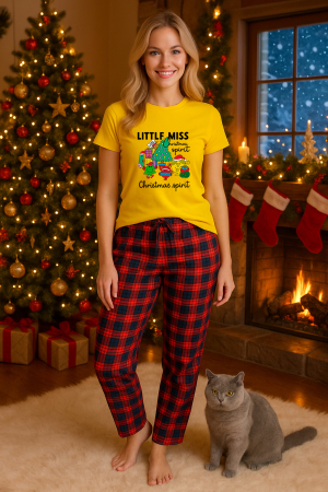 Pijamale femei - Set pijamale femei bumbac Colectia Christmas, sarbatori de Craciun