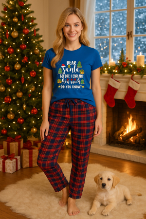 Pijamale femei - Set pijamale femei bumbac Colectia Christmas, sarbatori de Craciun