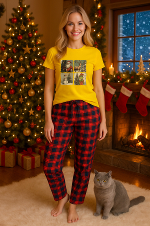 Pijamale femei - Set pijamale femei bumbac Colectia Christmas, sarbatori de Craciun