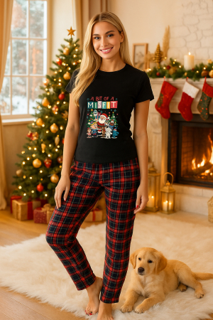 Pijamale femei - Set pijamale femei bumbac Colectia Christmas, sarbatori de Craciun