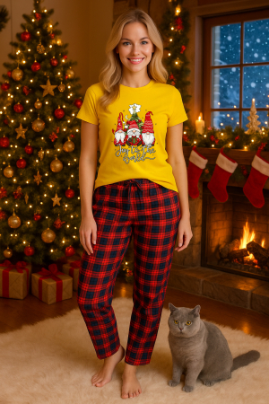 Pijamale femei - Set pijamale femei bumbac Colectia Christmas, sarbatori de Craciun