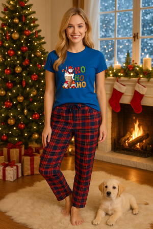 Pijamale femei - Set pijamale femei bumbac Colectia Christmas, sarbatori de Craciun