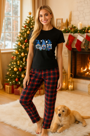 Pijamale femei - Set pijamale femei bumbac Colectia Christmas, sarbatori de Craciun