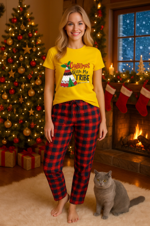 Pijamale femei - Set pijamale femei bumbac Colectia Christmas, sarbatori de Craciun