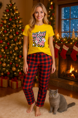 Pijamale femei - Set pijamale femei bumbac Colectia Christmas, sarbatori de Craciun