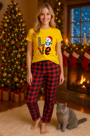 Pijamale femei - Set pijamale femei bumbac Colectia Christmas, sarbatori de Craciun