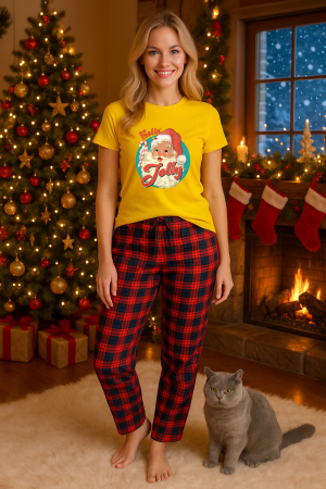 Pijamale femei - Set pijamale femei bumbac Colectia Christmas, sarbatori de Craciun