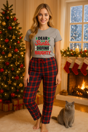 Pijamale femei - Set pijamale femei bumbac Colectia Christmas, sarbatori de Craciun