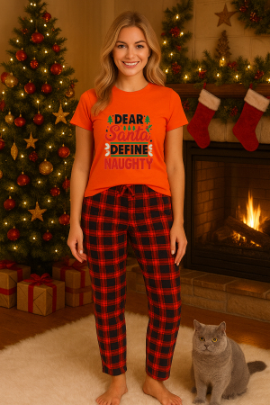 Pijamale femei - Set pijamale femei bumbac Colectia Christmas, sarbatori de Craciun