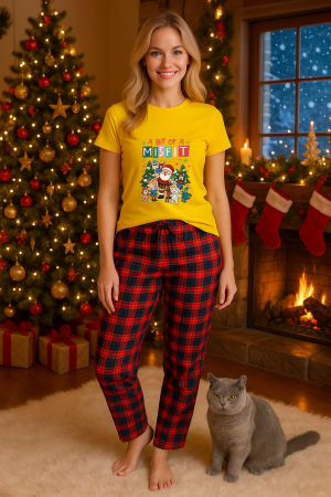 Pijamale femei - Set pijamale femei bumbac Colectia Christmas, sarbatori de Craciun