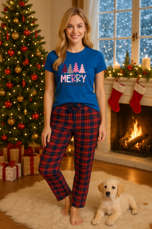 Pijamale femei - Set pijamale femei bumbac Colectia Christmas, sarbatori de Craciun