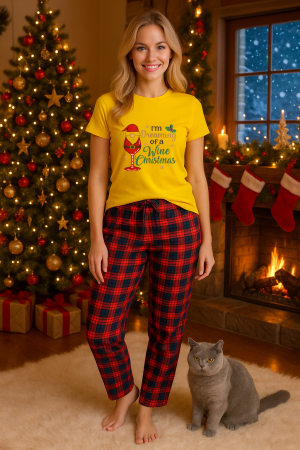 Pijamale femei - Set pijamale femei bumbac Colectia Christmas, sarbatori de Craciun