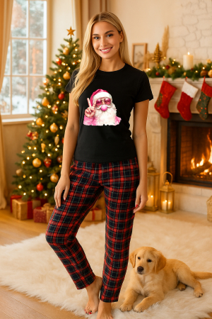 Pijamale femei - Set pijamale femei bumbac Colectia Christmas, sarbatori de Craciun