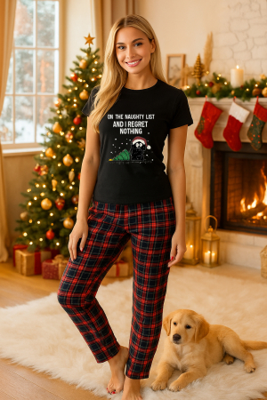 Pijamale femei - Set pijamale femei bumbac Colectia Christmas, sarbatori de Craciun