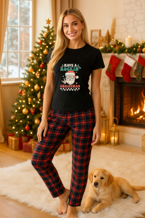 Pijamale femei - Set pijamale femei bumbac Colectia Christmas, sarbatori de Craciun