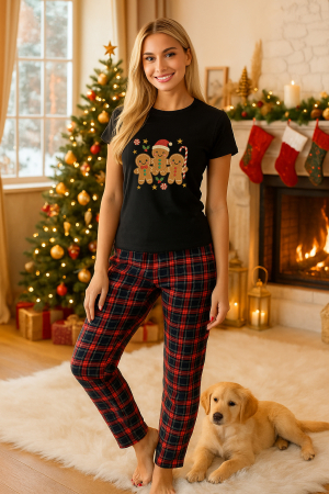 Pijamale femei - Set pijamale femei bumbac Colectia Christmas, sarbatori de Craciun