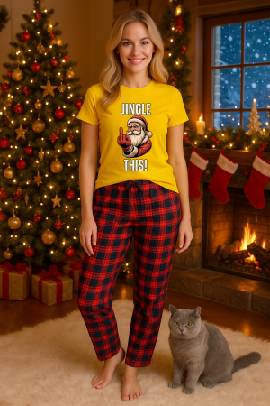 Pijamale femei - Set pijamale femei bumbac Colectia Christmas, sarbatori de Craciun