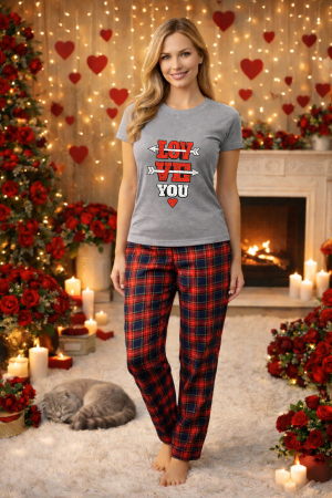 Pijamale dama - Set pijamale femei bumbac Colectia Valentine's Day, Dragobete