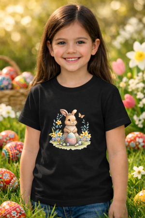 Tricouri pt copii - Tricou copii Paste fericit - tricou unisex din bumbac 100%, colectia Pasti, cu iepurasi Easter bunny pentru fete sau baieti
