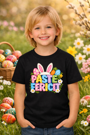Tricouri pt copii - Tricou copii Paste fericit - tricou unisex din bumbac 100%, colectia Pasti, cu iepurasi Easter bunny pentru fete sau baieti