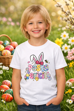 Tricouri pt copii - Tricou copii Paste fericit - tricou unisex din bumbac 100%, colectia Pasti, cu iepurasi Easter bunny pentru fete sau baieti