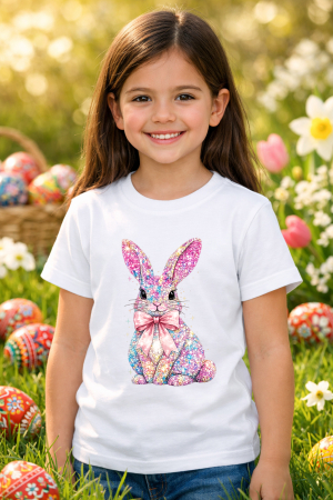 Tricouri pt copii - Tricou copii Paste fericit - tricou unisex din bumbac 100%, colectia Pasti, cu iepurasi Easter bunny pentru fete sau baieti