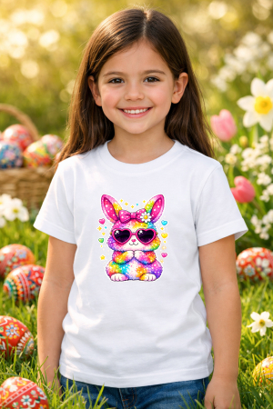 Tricouri pt copii - Tricou copii Paste fericit - tricou unisex din bumbac 100%, colectia Pasti, cu iepurasi Easter bunny pentru fete sau baieti