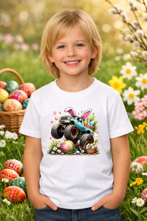 Tricouri pt copii - Tricou copii Paste fericit - tricou unisex din bumbac 100%, colectia Pasti, cu iepurasi Easter bunny pentru fete sau baieti