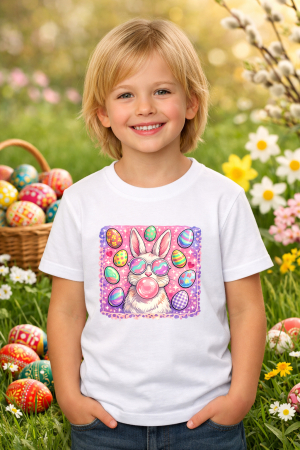 Tricouri pt copii - Tricou copii Paste fericit - tricou unisex din bumbac 100%, colectia Pasti, cu iepurasi Easter bunny pentru fete sau baieti