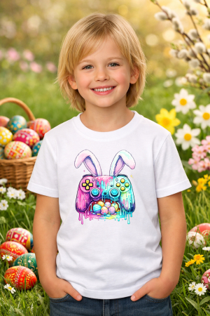 Tricouri pt copii - Tricou copii Paste fericit - tricou unisex din bumbac 100%, colectia Pasti, cu iepurasi Easter bunny pentru fete sau baieti