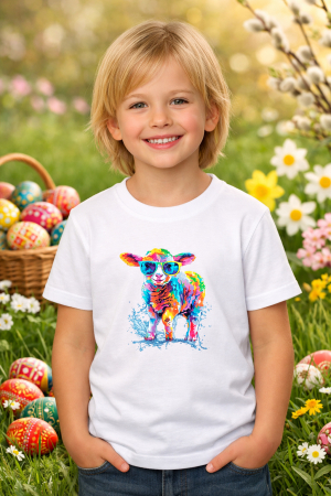 Tricouri pt copii - Tricou copii Paste fericit - tricou unisex din bumbac 100%, colectia Pasti, cu iepurasi Easter bunny pentru fete sau baieti