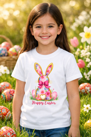 Tricouri pt copii - Tricou copii Paste fericit - tricou unisex din bumbac 100%, colectia Pasti, cu iepurasi Easter bunny pentru fete sau baieti