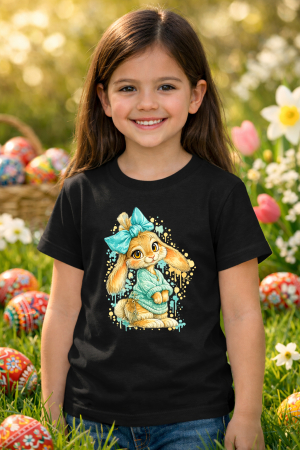 Tricouri pt copii - Tricou copii Paste fericit - tricou unisex din bumbac 100%, colectia Pasti, cu iepurasi Easter bunny pentru fete sau baieti